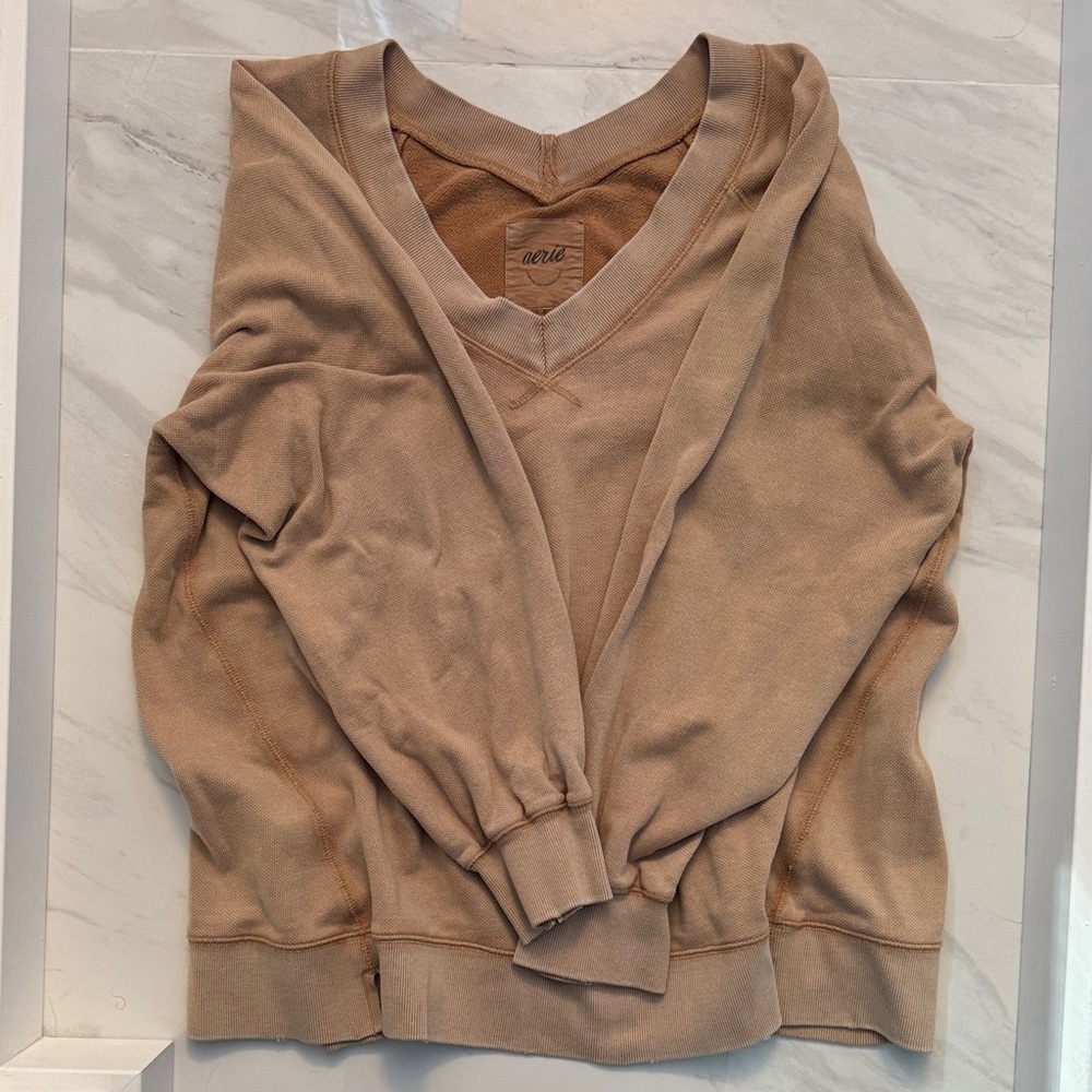 Aerie Women's Beige V-Neck Sweater